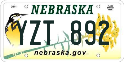 NE license plate YZT892