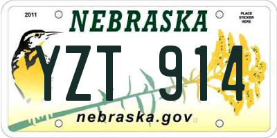 NE license plate YZT914