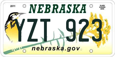 NE license plate YZT923