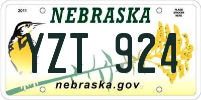 NE license plate YZT924