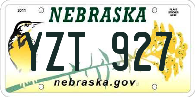 NE license plate YZT927