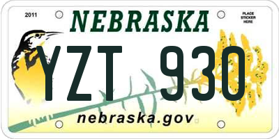 NE license plate YZT930