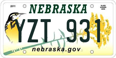 NE license plate YZT931