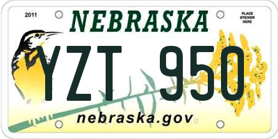 NE license plate YZT950