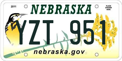 NE license plate YZT951