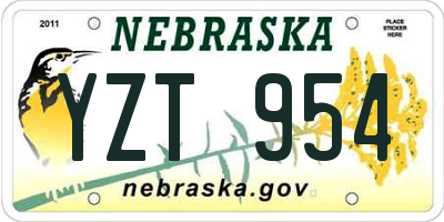 NE license plate YZT954