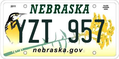NE license plate YZT957