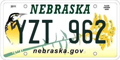 NE license plate YZT962
