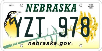 NE license plate YZT978
