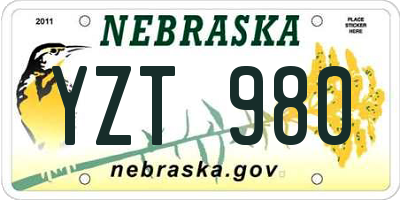 NE license plate YZT980