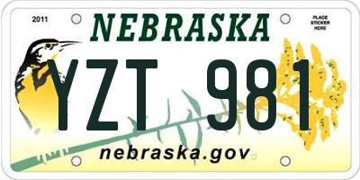 NE license plate YZT981