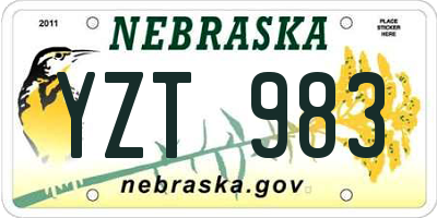 NE license plate YZT983