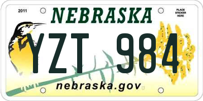 NE license plate YZT984