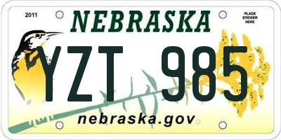NE license plate YZT985
