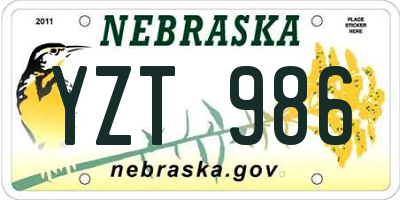 NE license plate YZT986