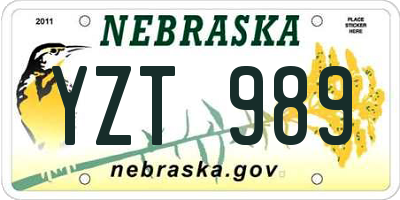 NE license plate YZT989