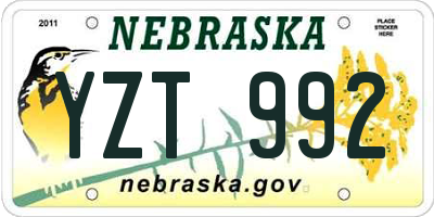 NE license plate YZT992