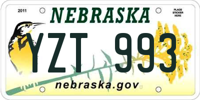 NE license plate YZT993