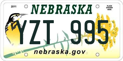 NE license plate YZT995