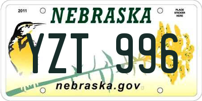 NE license plate YZT996
