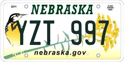 NE license plate YZT997
