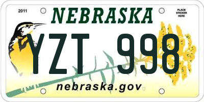NE license plate YZT998