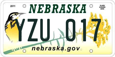 NE license plate YZU017