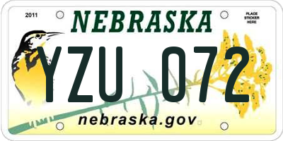NE license plate YZU072