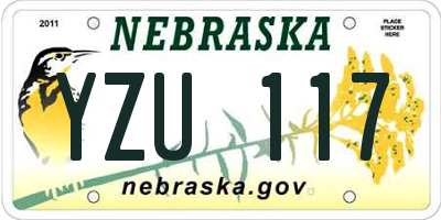 NE license plate YZU117
