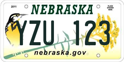 NE license plate YZU123