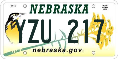 NE license plate YZU217