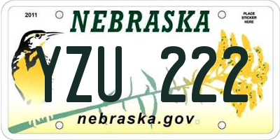 NE license plate YZU222