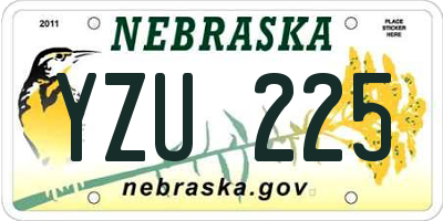 NE license plate YZU225