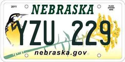 NE license plate YZU229