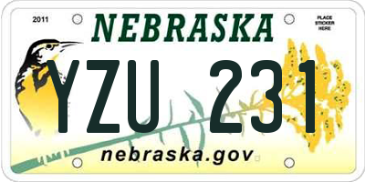 NE license plate YZU231