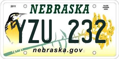NE license plate YZU232