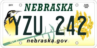 NE license plate YZU242
