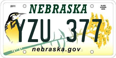 NE license plate YZU377
