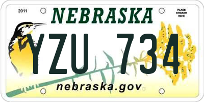 NE license plate YZU734