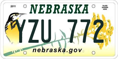 NE license plate YZU772