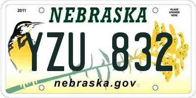 NE license plate YZU832