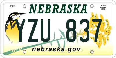 NE license plate YZU837