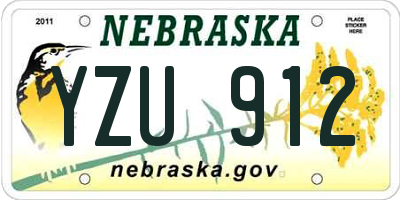 NE license plate YZU912