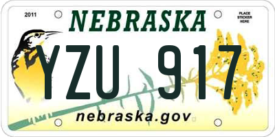 NE license plate YZU917