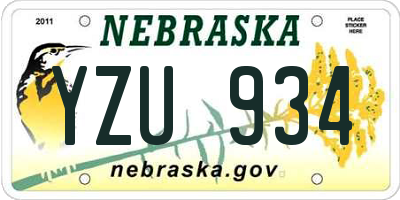 NE license plate YZU934