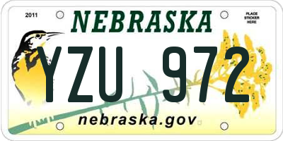 NE license plate YZU972