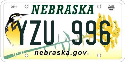 NE license plate YZU996