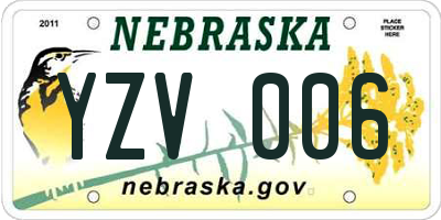 NE license plate YZV006