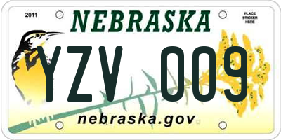 NE license plate YZV009