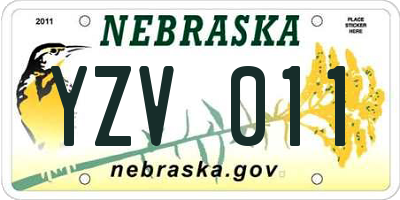 NE license plate YZV011